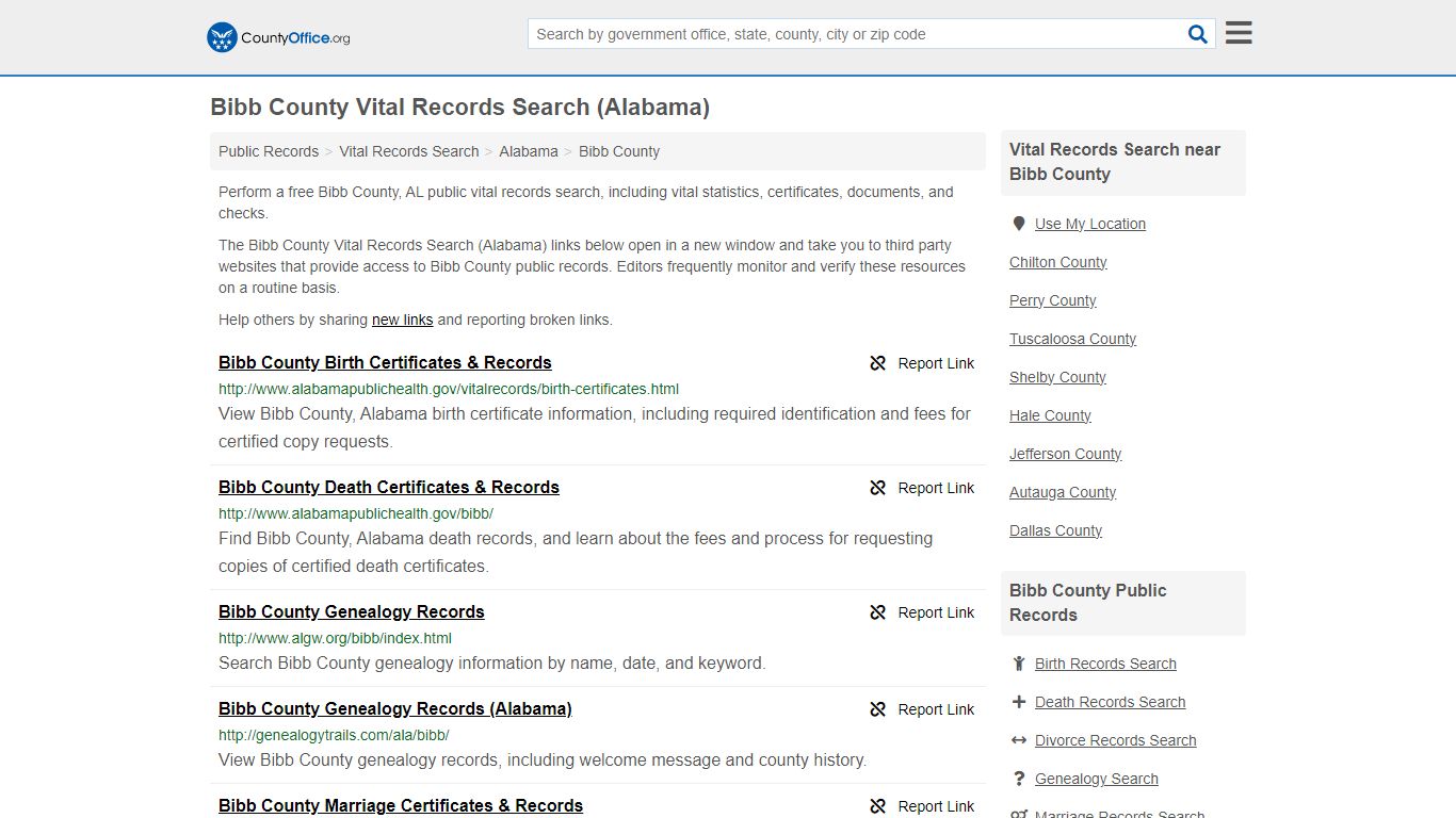 Vital Records Search - Bibb County, AL (Birth, Death, Marriage ...